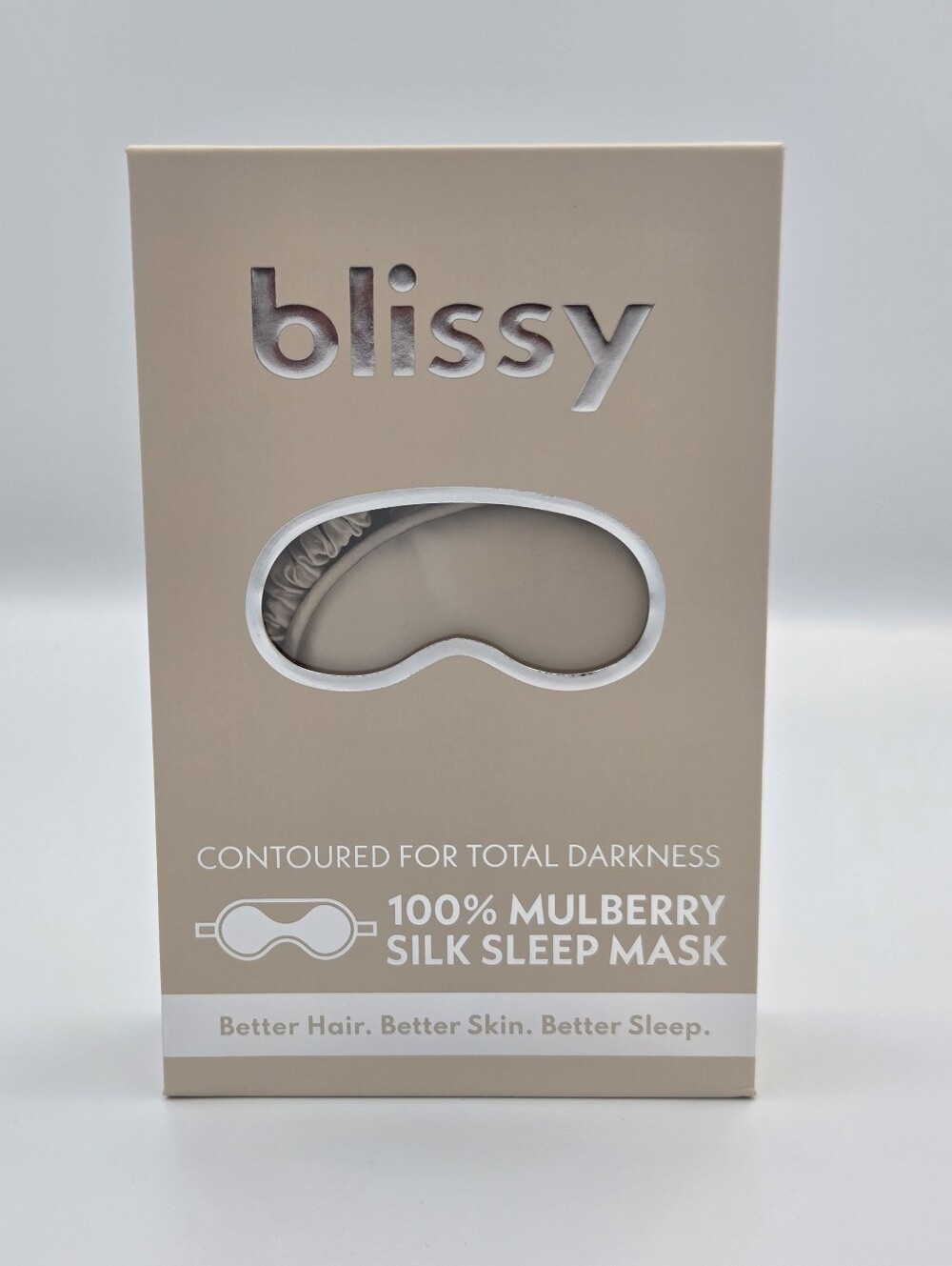 Blissy 100% Mulberry Silk Sleep Mask  Contoured Comfort Champagne Nwt